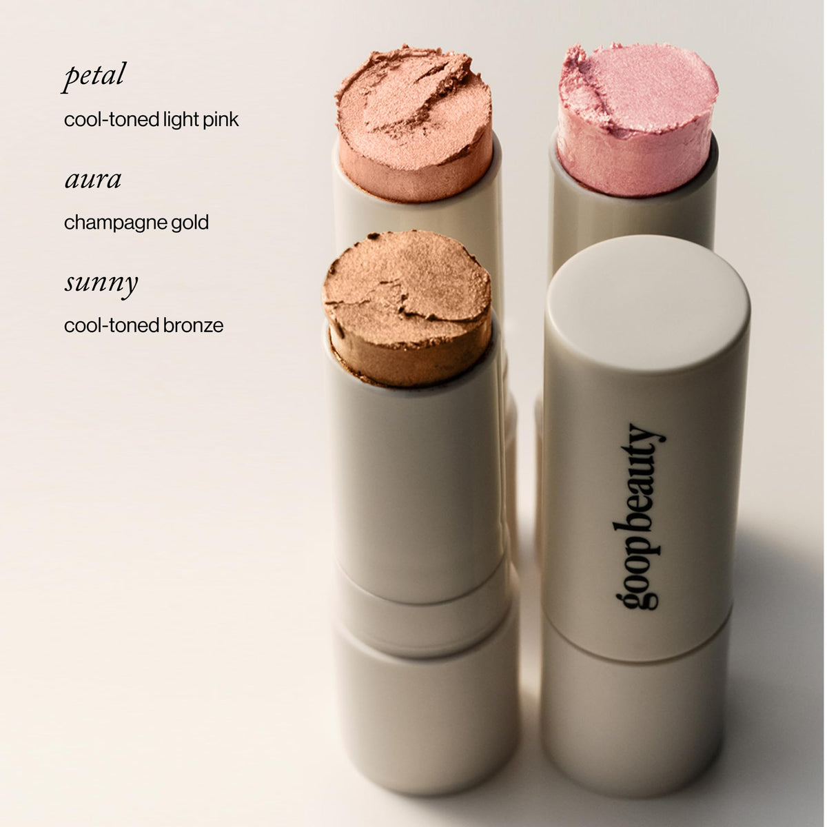 goop Beauty Glow Skin Highlighter Stick | Multi-Use Highlighter with Pearlescent Glow | Amino Acid & Micropearl Blend | Makeup and Skincare | Sunny: Cool-Toned Bronze | 0.28 oz