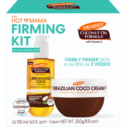 Palmer's Brazilian Coco Hot Mama Firming Kit (Cream 8.8 Oz + Oil 6.6 Fl Oz)