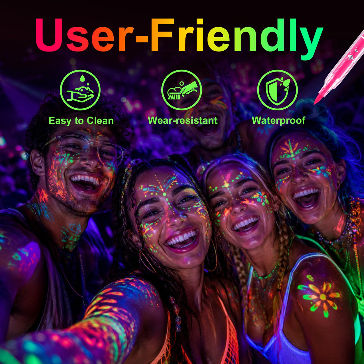 18 Pack Neon Face Body Paint, Glow in the Dark UV Body Face Paint for Skin
