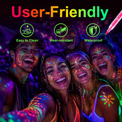 18 Pack Neon Face Body Paint, Glow in the Dark UV Body Face Paint for Skin