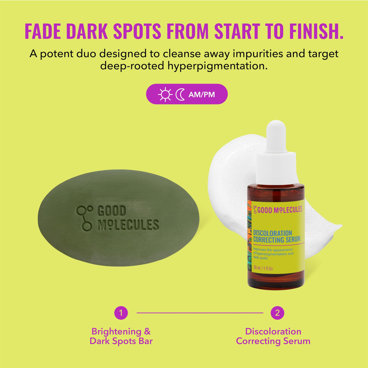 Good Molecules Brightening Skincare Set, Discoloration Serum & Body Duo