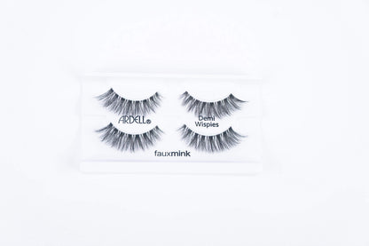 Ardell Faux Mink Demi Wispies - Lightweight Volumizing Strip Lashes, Natural-Looking False Eyelashes, Knot-Free with Invisiband, Black, 2 Pairs