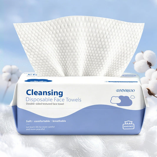 Face Towels, Disposable Face Towels 100 Count, Biodegradable Ultra Soft & Thick Facial Towels for Sensitive Skin, Lint-Free Makeup Remover Dry Wipes, Multi-Purpose Cleansing Towelettes for Face Wipes