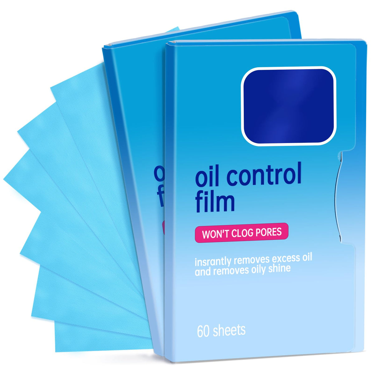 2 Packs Oil Blotting Sheets for Face (120 Sheets) - Oil Absorbing Blotting Papers for Oily Skin, Makeup-Friendly & Portable Oil Wipes