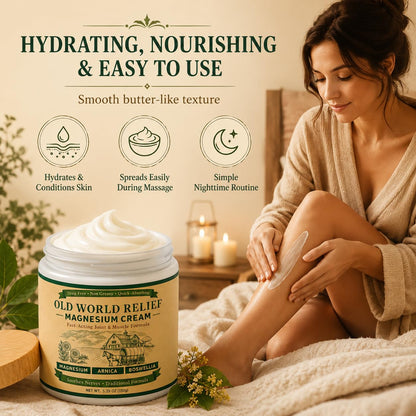 OLD WORLD RELIEF Magnesium Amish Cream, Total Nerve Soothing Formula Magnesium Lotion with Arnica, Boswellia, Arnica ＆ MSM, 150g(1)