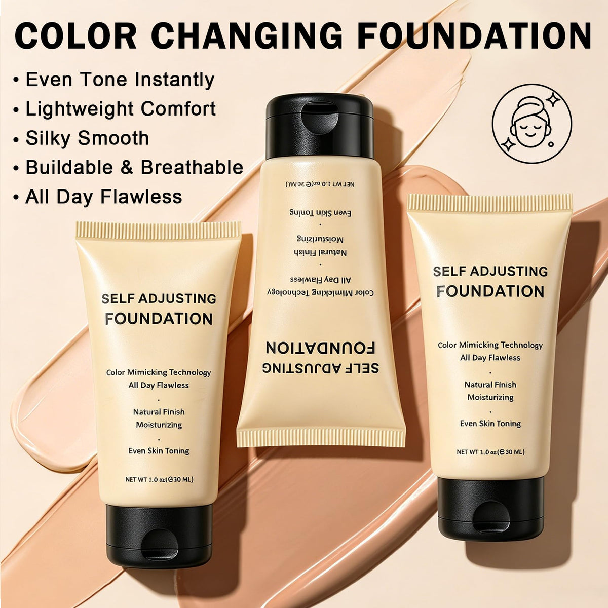 UAOE Color Changing Foundation for Mature Skin,1.01 FL.OZ,02 Medium