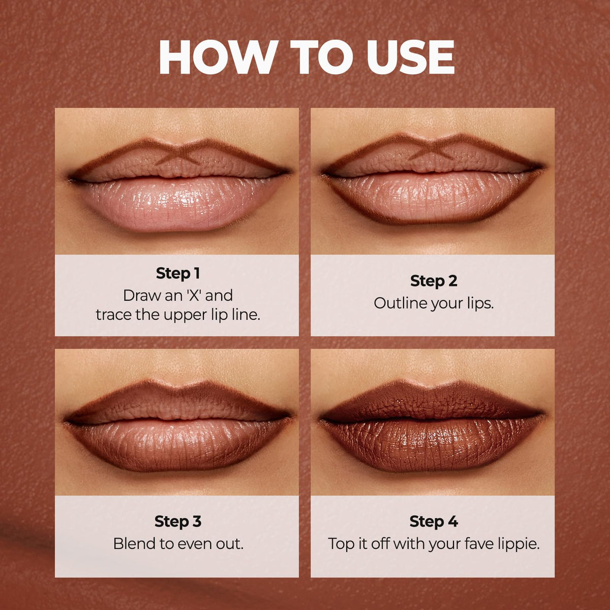 Laka Lip Liner - Smooth & Blendable Soft Matte Lip Contour Pencil for Shaping & Overlining Lips | Waterproof Formula, Oil-Cleanse Off, Long-Lasting Wear | #08 Burnt Brown (Deep Cocoa Brown)