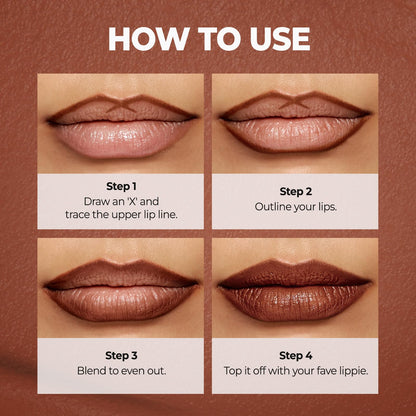 Laka Lip Liner - Smooth & Blendable Soft Matte Lip Contour Pencil for Shaping & Overlining Lips | Waterproof Formula, Oil-Cleanse Off, Long-Lasting Wear | #08 Burnt Brown (Deep Cocoa Brown)