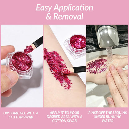 Teenitor 24 Colors Body Glitter Face Glitter Gel Set,5g*24 Hair Glitter Gel