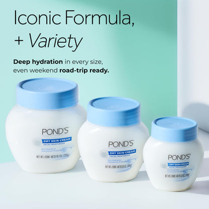 POND’S Dry Skin Cream, Deep Hydration Face Moisturizer for Radiant Skin, Dermatologist Tested, Non-Comedogenic, 10.1 oz, 3 Pack