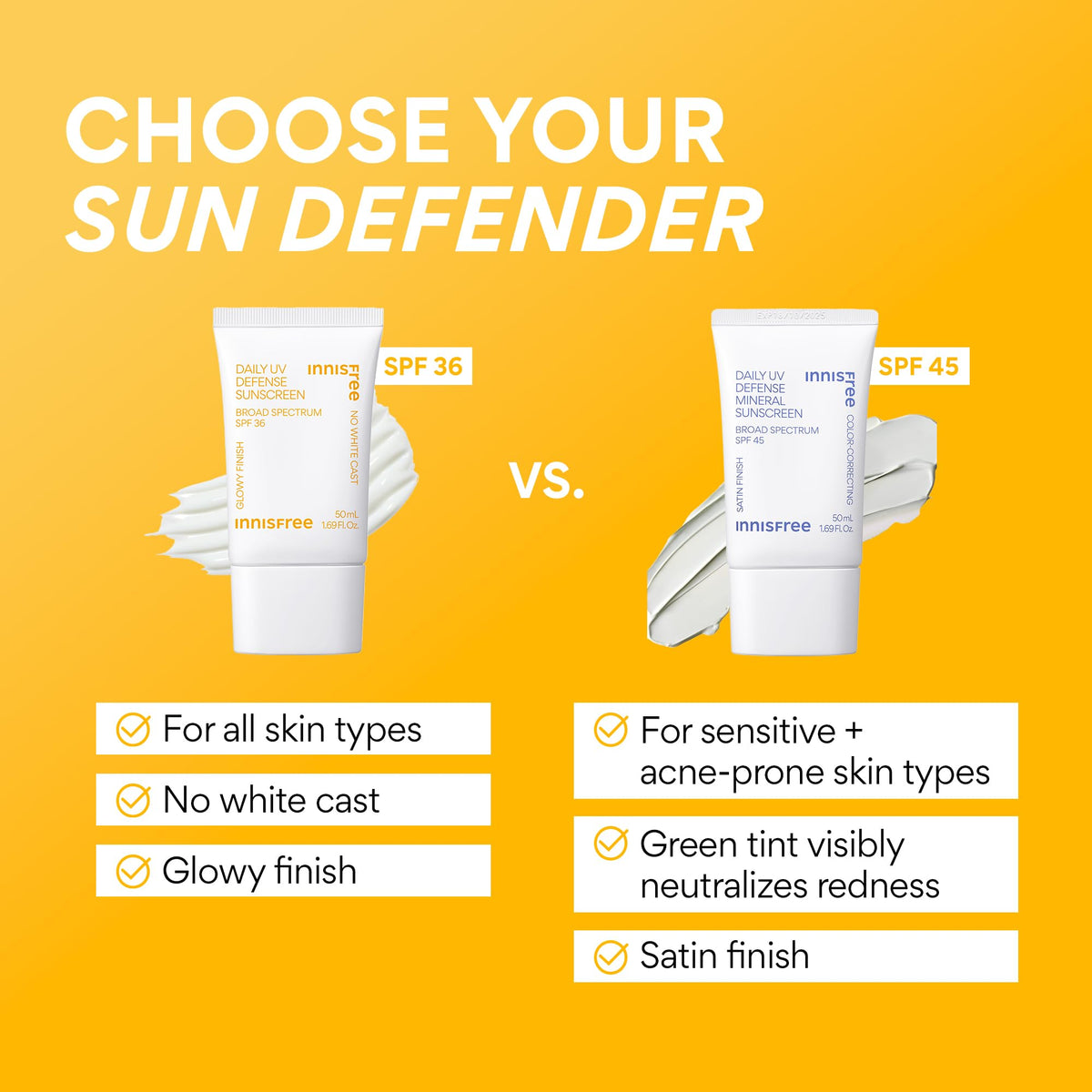 innisfree Daily Mineral UV Defense SPF 45 | Tinted Korean Sunscreen with Zinc Oxide for Redness | Gentle, Hydrating and Lightweight | Available in 2 Pack