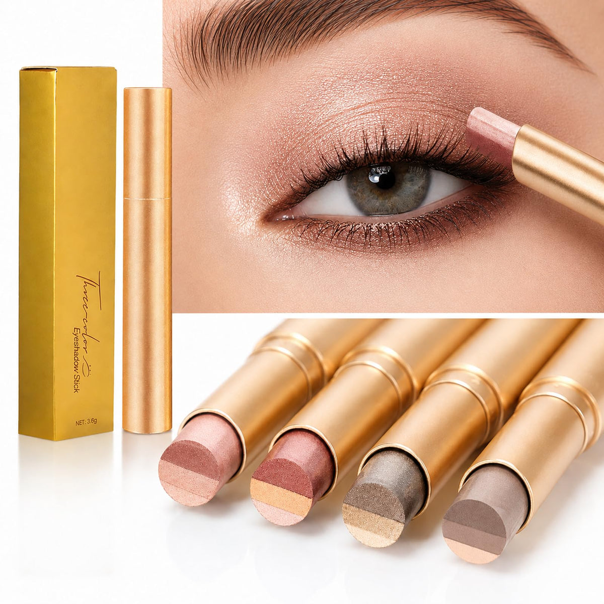 4 Pack Eyeshadow Stick Set,3 Color Gradient Shimmer Multi Color Eye Shadow