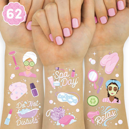 xo, Fetti 62pc Girls Spa Temporary Tattoos | Kids Party Sleepover Birthday