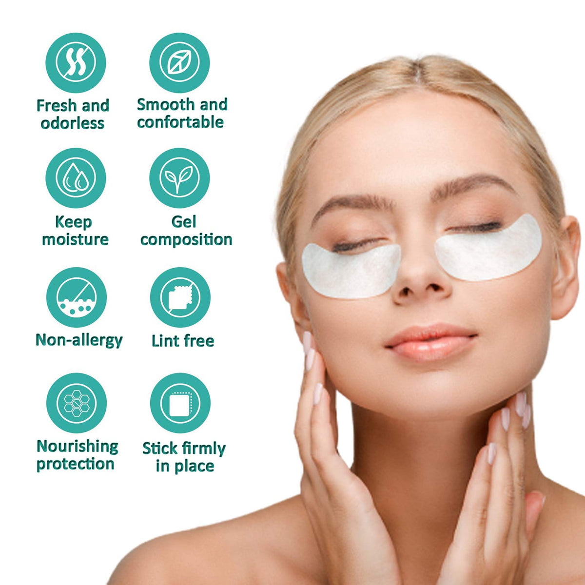 INKEL 50 Pairs Under Eye Pads for Lash Extensions, Lint-Free Eye Patches