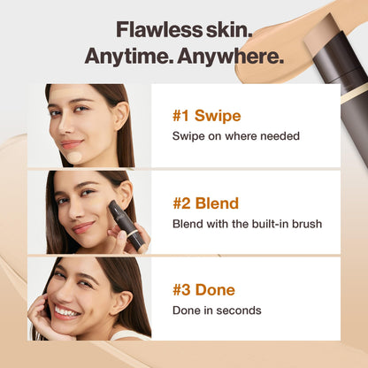 OBgE Natural Foundation Stick High Coverage with Brush #2 Beige, 0.49oz