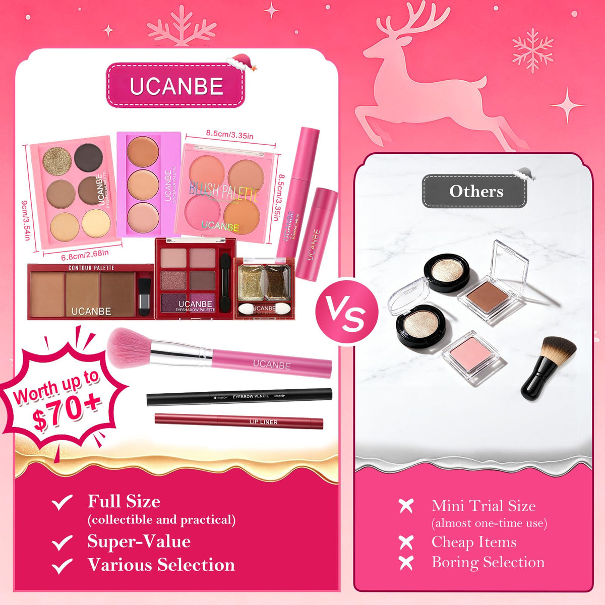 UCANBE 2026 Makeup Advent Calendar, 24-Day Christmas Makeup Gift Set for Women & Teen Girls, 2026 Xmas Beauty & Cosmetic Essentials Countdown Calendar Holiday Surprise Make Up Gift Kits Full Kit (Red)
