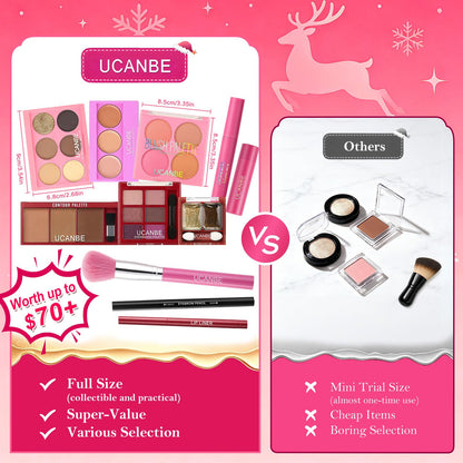 UCANBE 2026 Makeup Advent Calendar, 24-Day Christmas Makeup Gift Set for Women & Teen Girls, 2026 Xmas Beauty & Cosmetic Essentials Countdown Calendar Holiday Surprise Make Up Gift Kits Full Kit (Red)