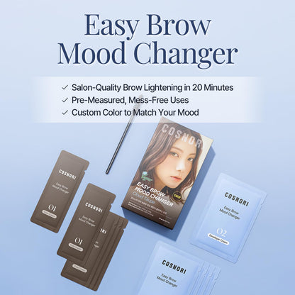 COSNORI Easy Brow Mood Changer Cloud Taupe – Korean Brow Tinting Kit, Soft Ash Brown Shade, Natural-Looking Brows, Gentle Formula, At-Home Application, 5 Applications