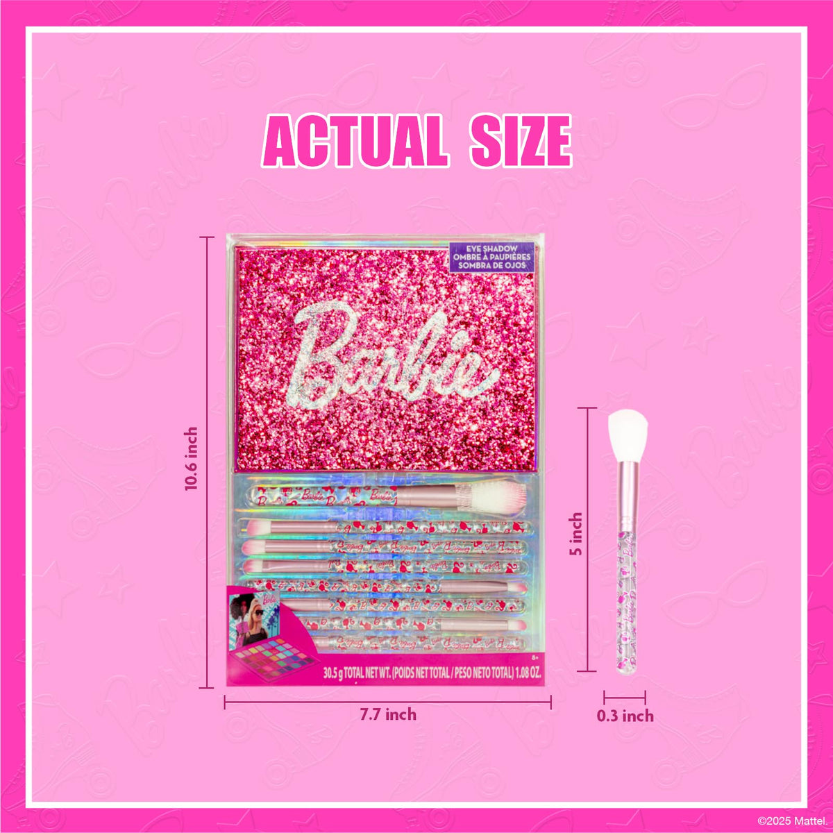 Barbie 35-Well Shadow Palette with 8 Brushes, Ages 8+