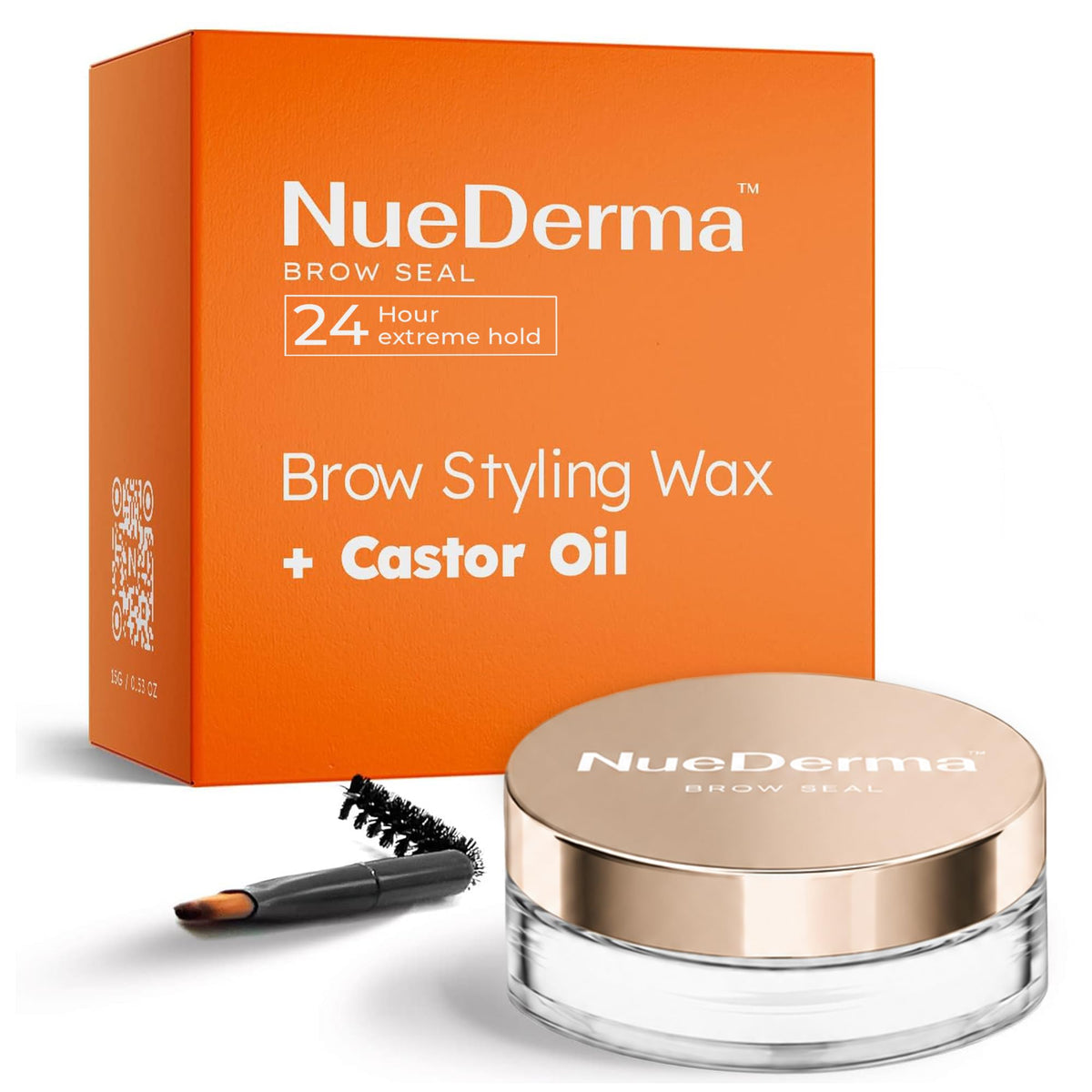 NueDerma Eyebrow Gel Brow Lamination - Clear Styling Wax, 1 oz with Spoolie