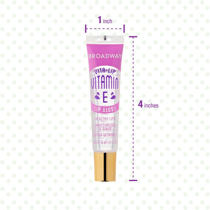Ruby Kisses Broadway Vita-Lip Clear Lip Gloss (7 Pack) Ultra-Hydrating & Soothing Formula with Vitamins, High-Shine Non-Sticky Finish Lip Balm with Honey, Argan Oil, Shea, Mango Butter, Cherry, Peach