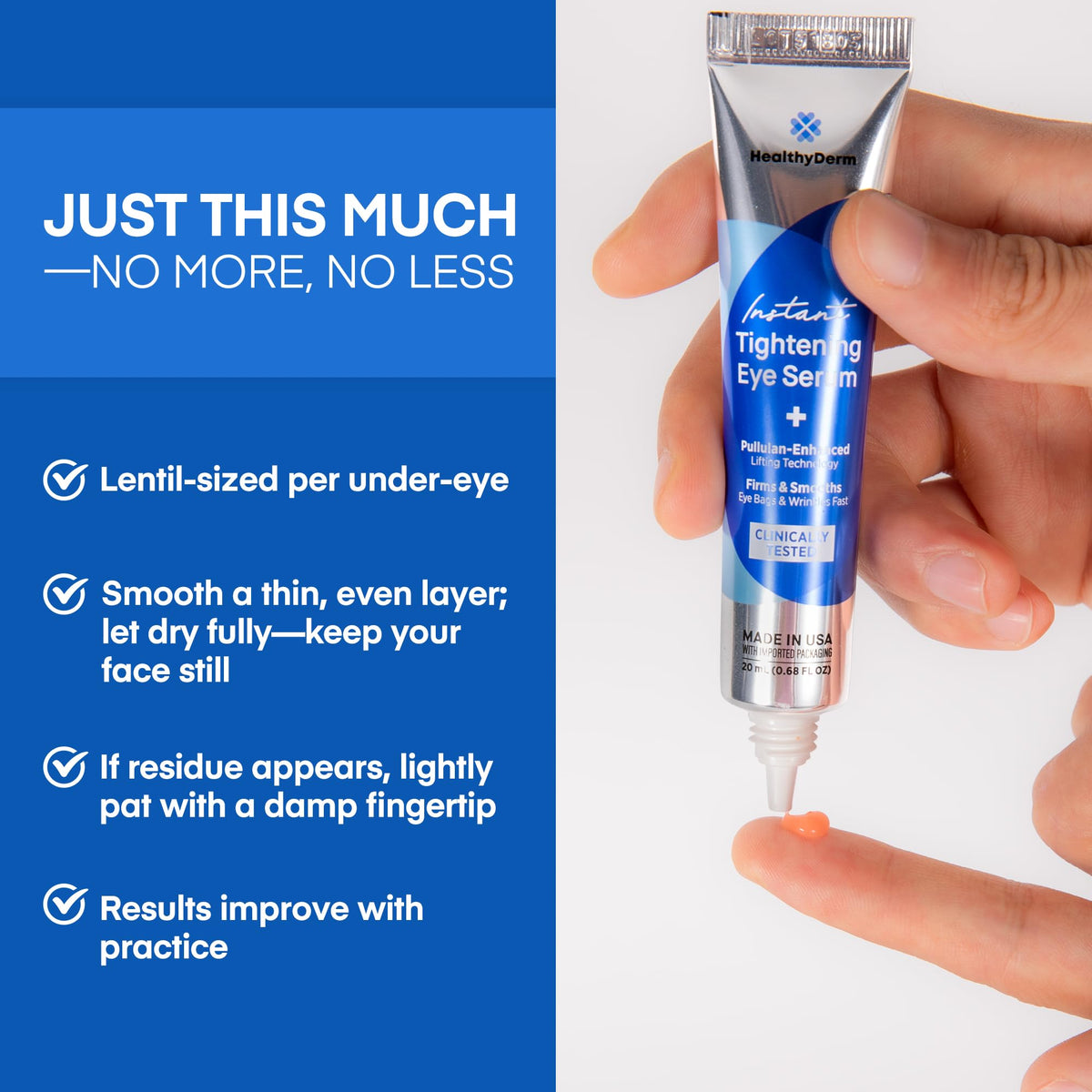 Instant Under Eye Lift Serum - Reduces Eye Bags, Wrinkles, Puffy Eyes, Dark Circles & Crow’s Feet in Minutes - Advanced Firming Polysaccharide Formula for Mature Skin - 20 mL
