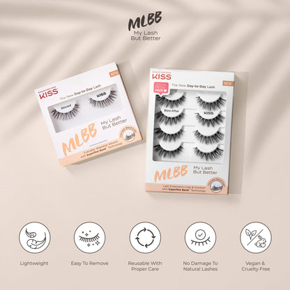 Kiss My Lash But Better, False Eyelashes, 'Still Touch', 7mm-15mm, Includes 4 Pairs Strip Lashes, Easy to Apply, Reusable Lash Clusters