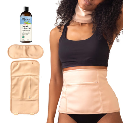 Sky Organics Organic Castor Oil Pack Wrap Set 16oz , Reusable Wraps
