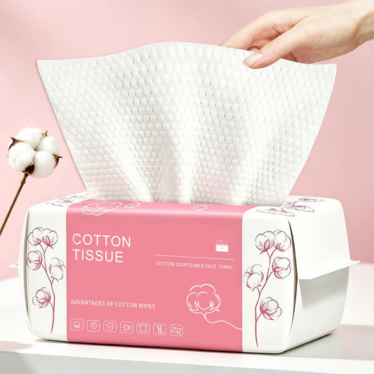 Futetui 100 Count Disposable Face Towel, Dual-Textured Facial Wash Cloth