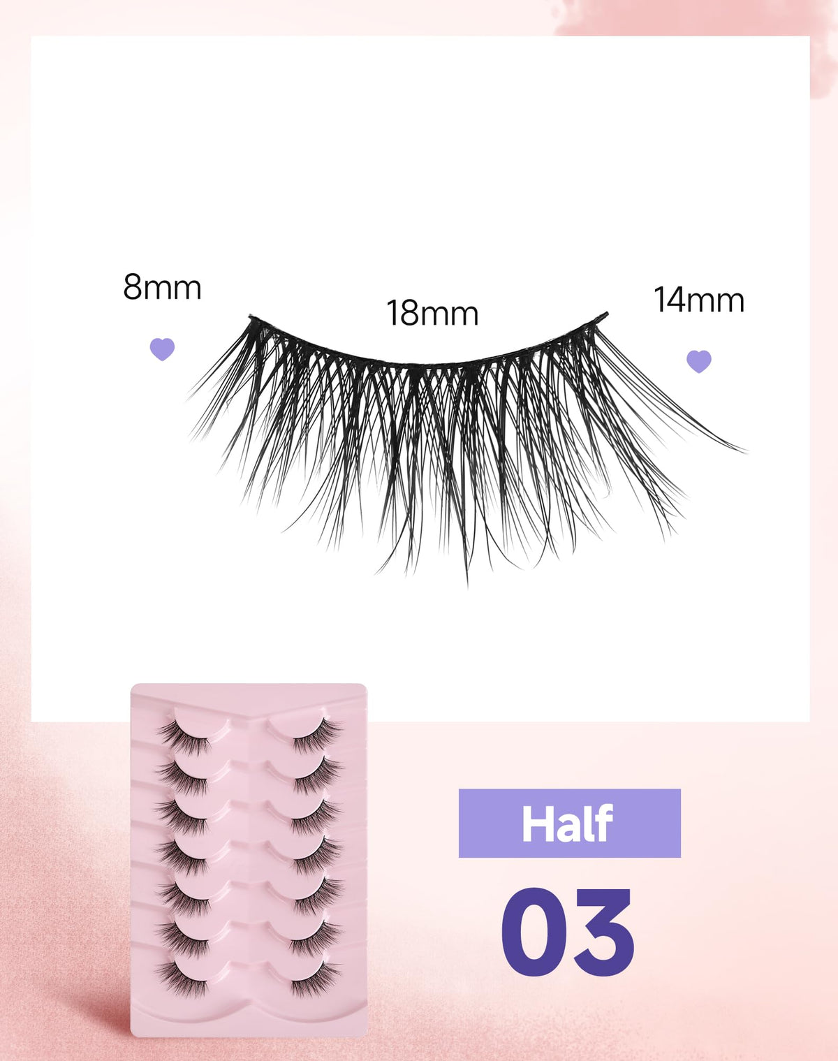 Half Lashes Natural Half Eyelashes Cat Eye Corner Lashes Narutal Look Wispy Lashes False Half Lashes 3/4 Lashes End Lashes Half-03