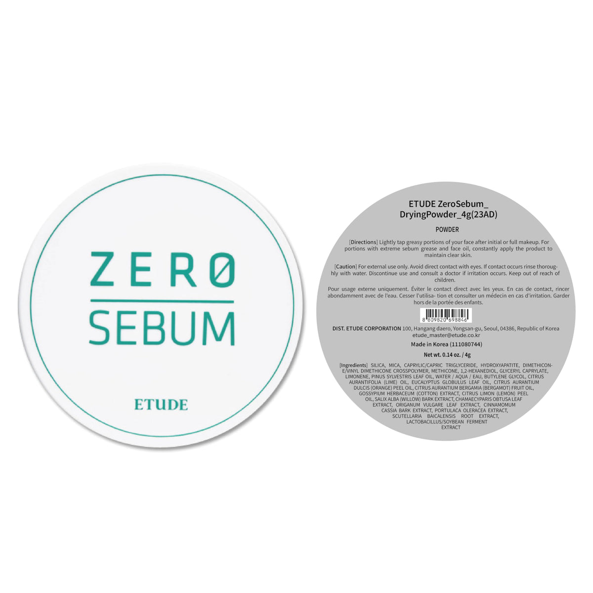 ETUDE Zero Sebum Loose Setting Powder for Oily Skin, Soft Matte, 0.14 oz