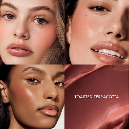 Summer Fridays Blush Butter Balm - Skincare-Infused Hydrating Cream Blush with Hyaluronic Acid, Ceramides, & Shea Butter for a Dewy Flush of Color - Cheek and Lip Tint - Toasted Terracotta (0.14 Oz)