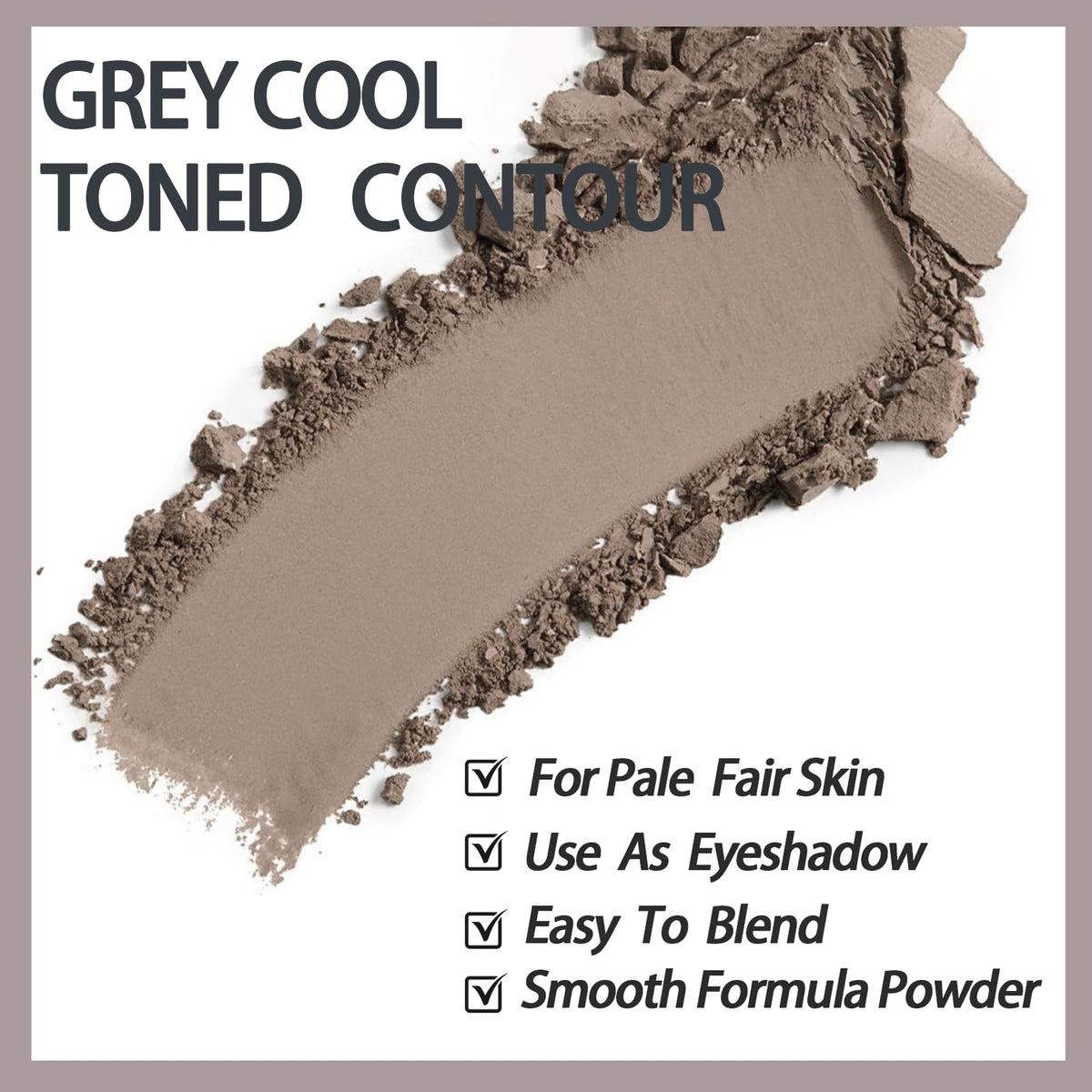 Cool Toned Contour Palette with Face Brush, Taupe Grey Contour Powder