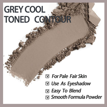 Cool Toned Contour Palette with Face Brush, Taupe Grey Contour Powder