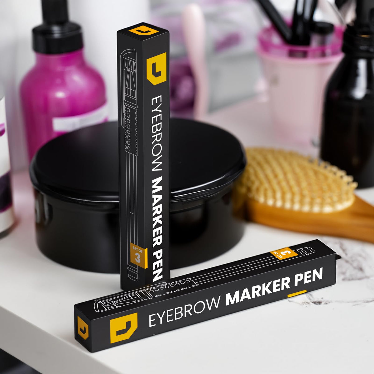 LIUDEX 3pcs Skin Marker Pen Eyebrow PMU Microblading Outline Pencil | Felt Pen White Brow Position Mapping Pencil White Marker Pen Beauty SPMU | Permanent Makeup Position Mark Tools