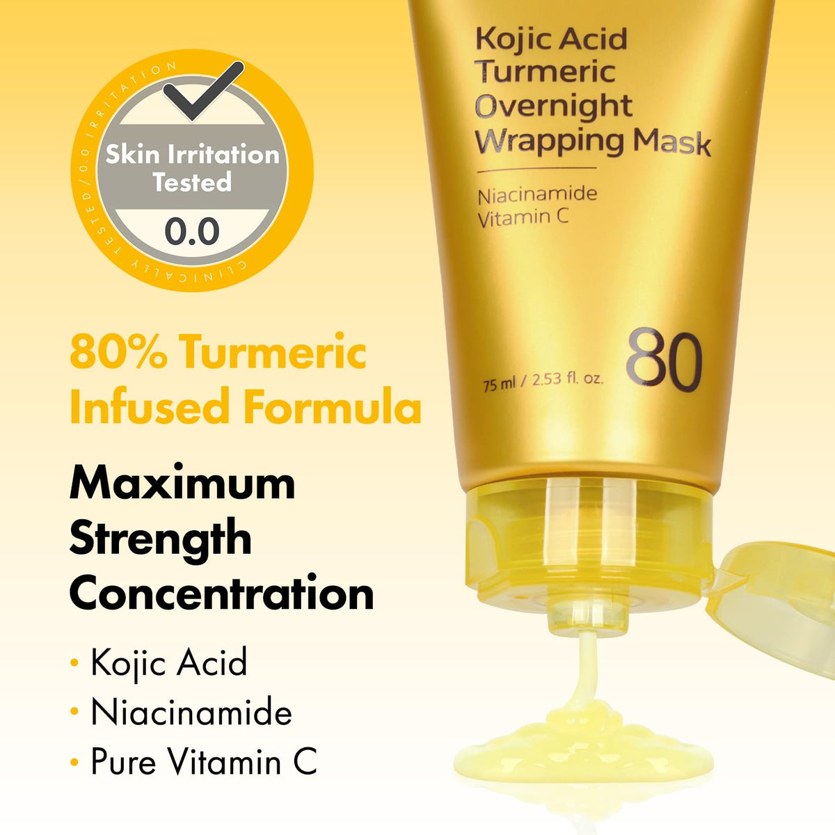 TOSOWOONG Kojic Acid Turmeric Overnight Wrapping Mask for Dark Spots, Glow