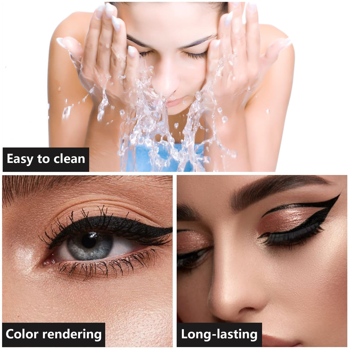 QIUFSSE 5PCS Liquid Eyeliner Stamp Pen Set,Eyeliner Liquid Liner Black