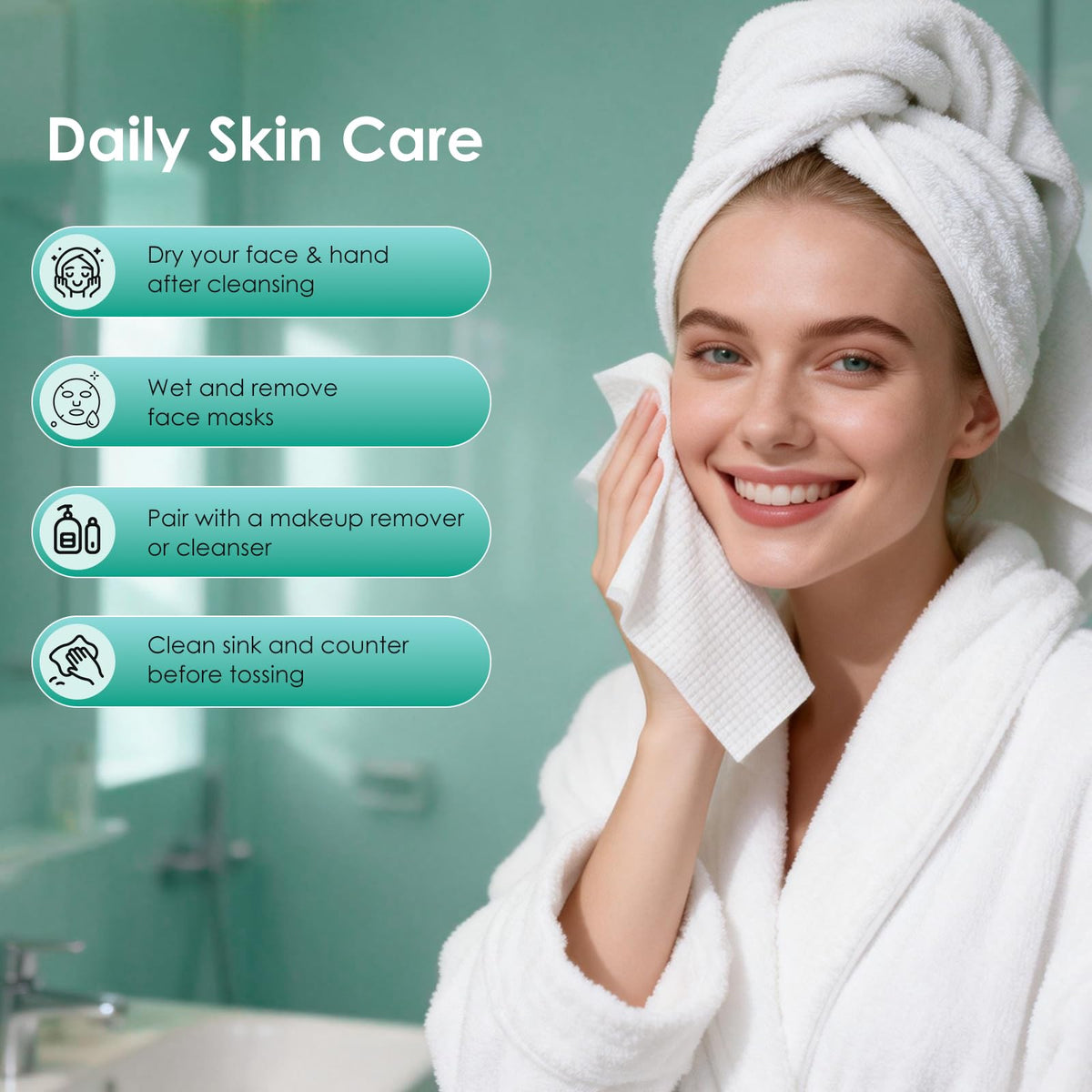 SDIW Face Towels XL, Ultra Soft Disposable Facial Towel for Sensitive Skin
