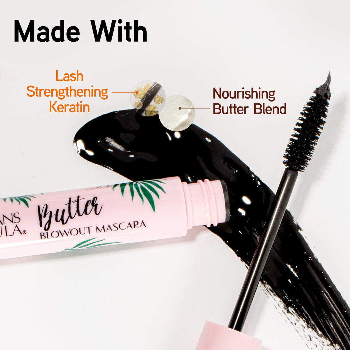 Physicians Formula Butter Blowout Keratin Infused Volumizing Lengthening Mascara, Black, Defining, Curling, Multiplying