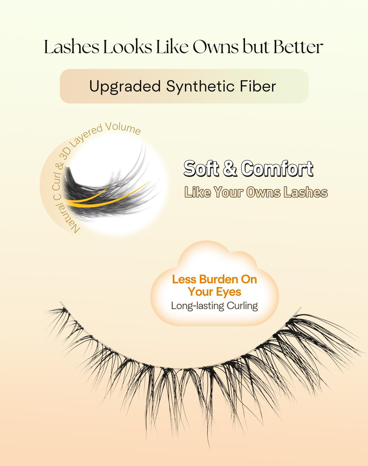 Natural Lashes Cat Eye 12MM False Eyelashes Wispy Lash Strips C Curl False Lashes Natural Look with 0.1MM Clear Band 3D Volume Strip Eyelashes Pack ChirpyLuna 7 Pair