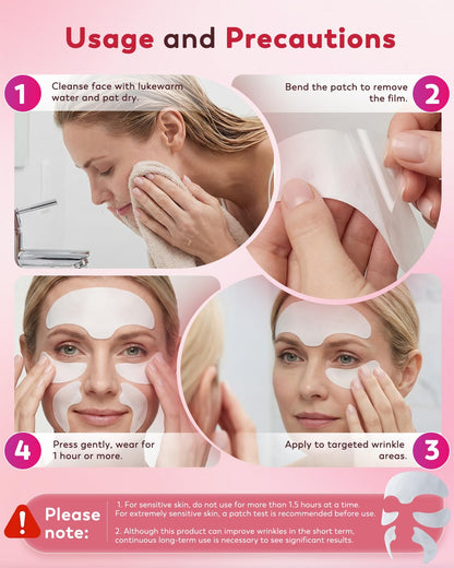 Vryioh 3-in-1 Facial Wrinkle Patches for Fine Line Smoothing, 60 Patches