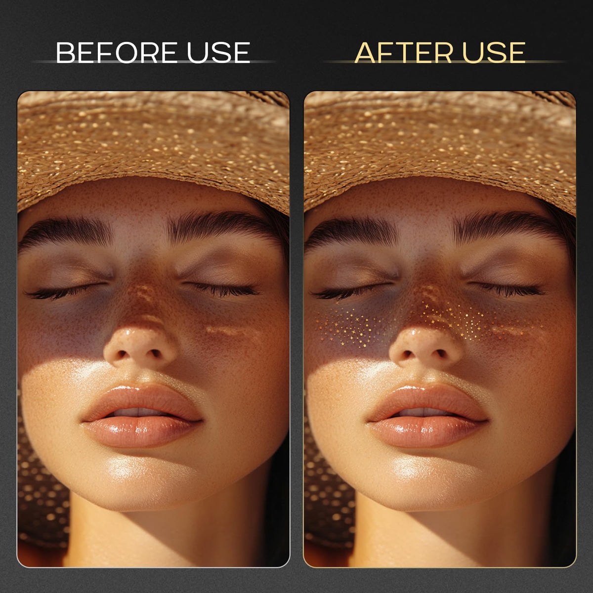 Glitter Freckles Face Tattoo,10pcs Gold Sparkle Freckles
