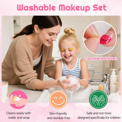 Kids Makeup Kit for Girl, Real Washable Kids Makeup Sets for Girls 5-8