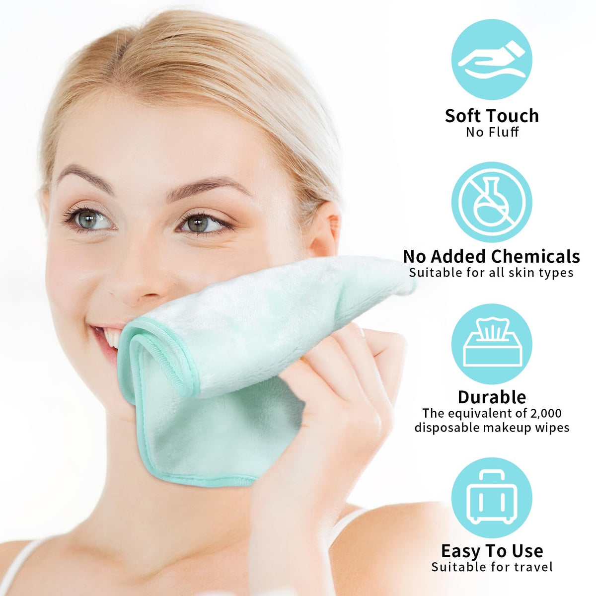 my novel things Makeup Remover Cloth 7-Day Set 15"x6.5" Reusable Washcloths