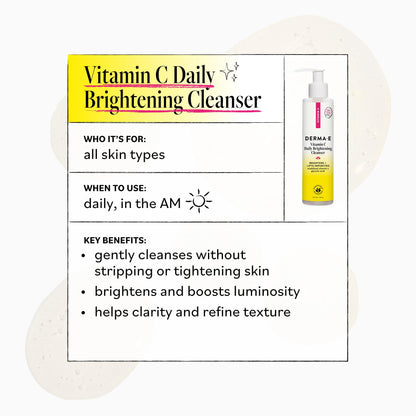 DERMA E Vitamin C Daily Brightening Cleanser, 6 Fl Oz Hydrating Face Wash