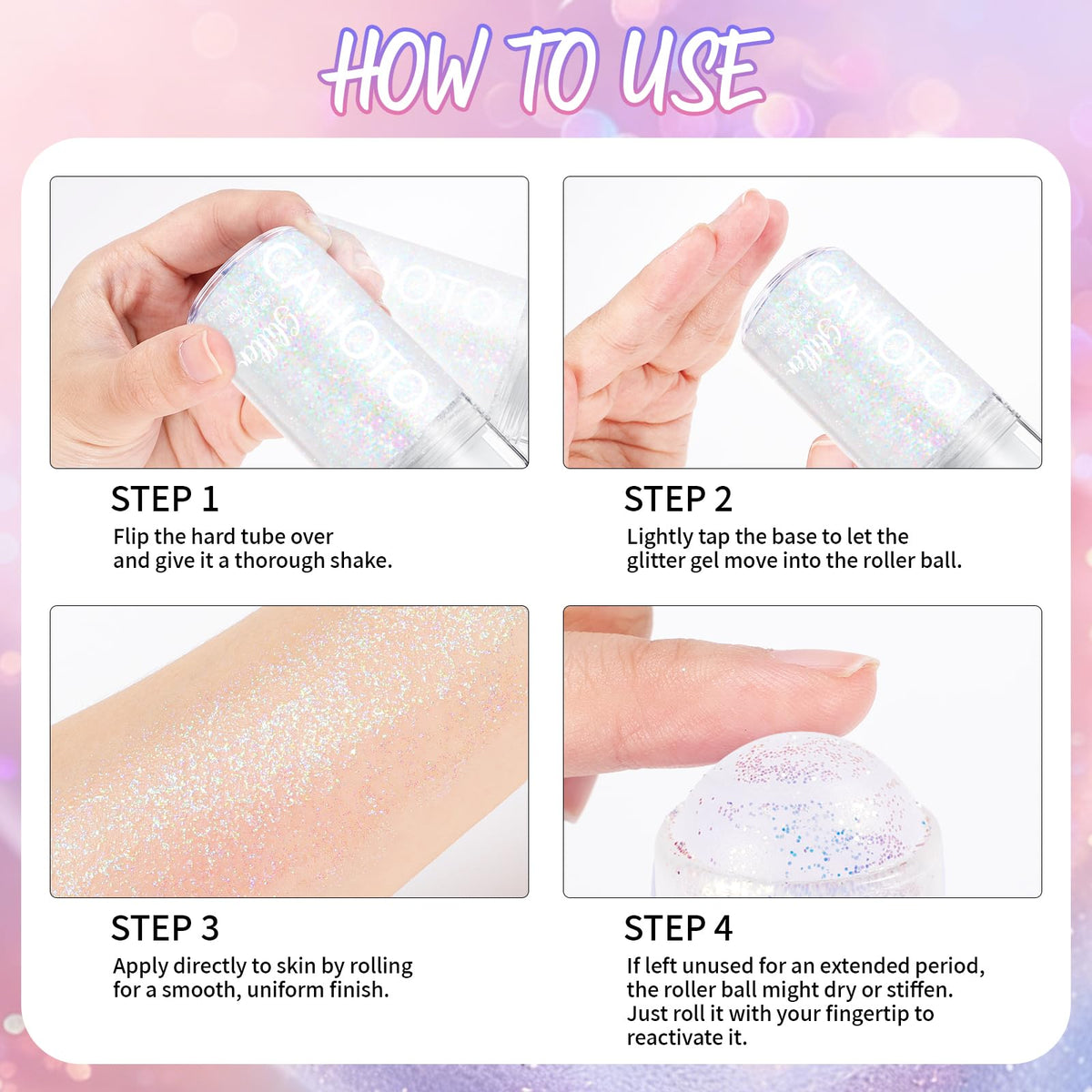 CAHOTO Pastel Roll-on Glitter for Face Body & Hair