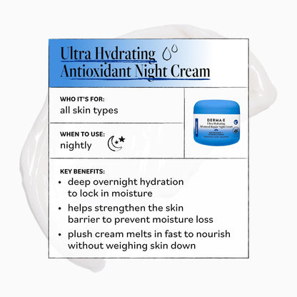 Derma E Ultra Hydrating Antioxidant Night Cream, 2 Oz Facial Moisturizer