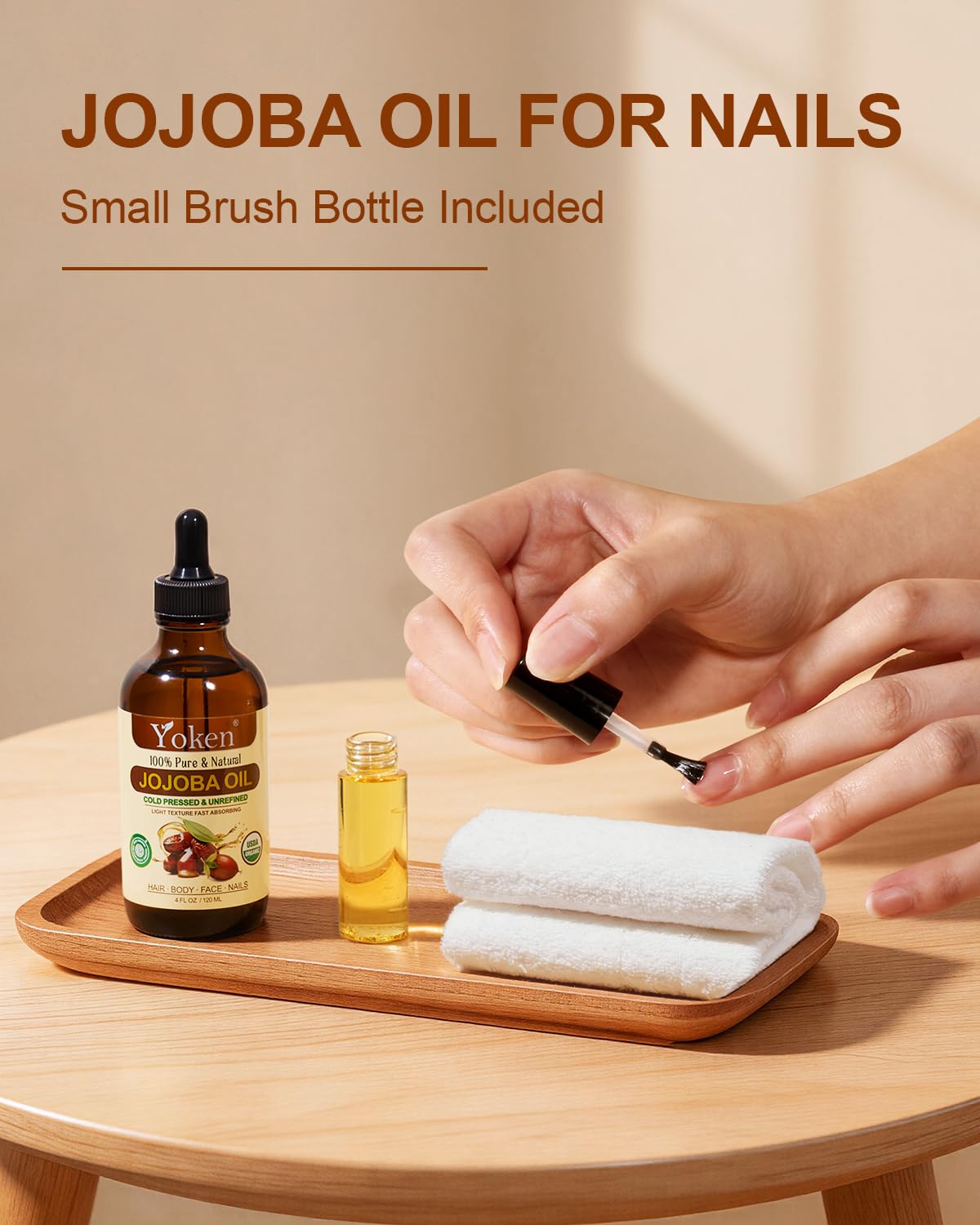 Yoken Organic Jojoba Oil 4oz with dropper, Pure for Nails, Face & Skin Care
