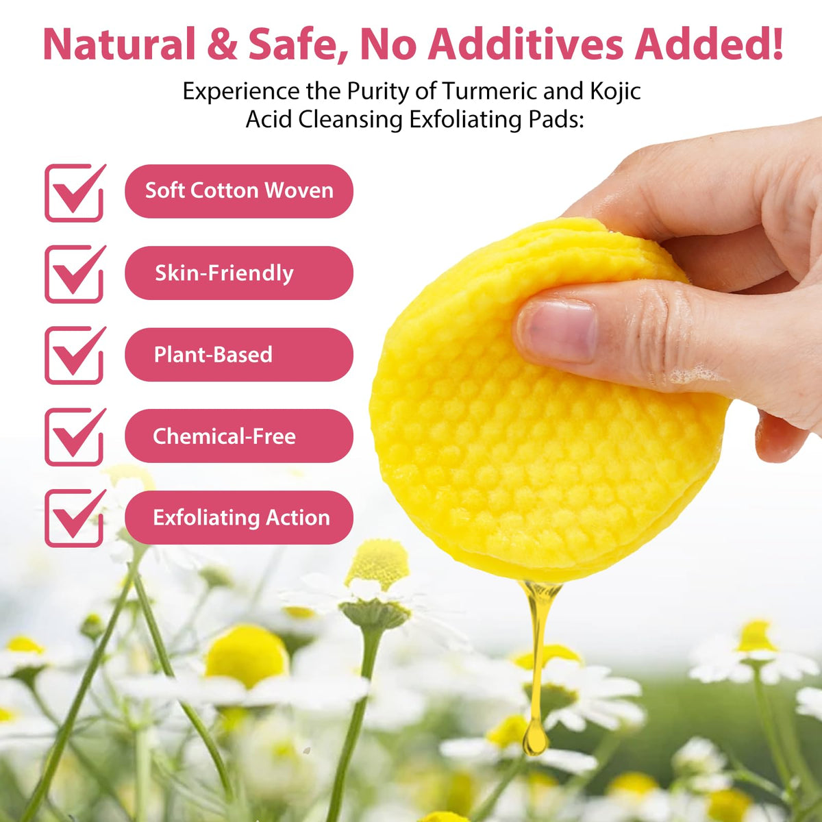 NIFEISHI Turmeric Kojic Acid Cleansing Pads, 80pcs Kojic Acid and Turmeric Cleansing Pads with Vitamin B5, Vitamin C, Sugar for Face