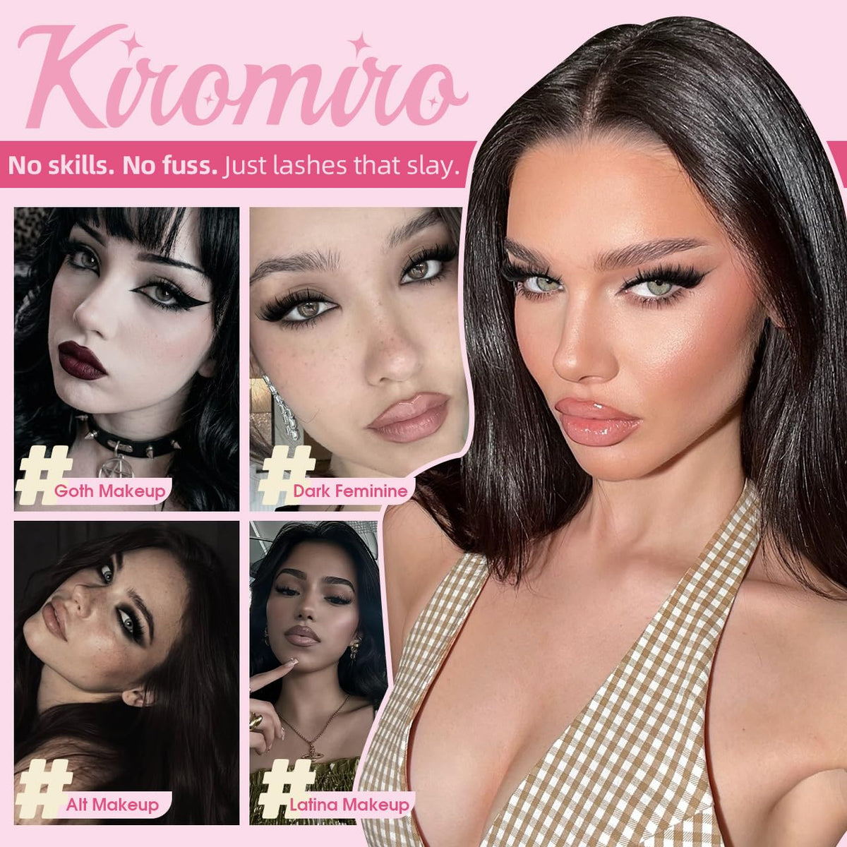 Kiromiro Spiky Lashes Strips 20mm 3D Fluffy False Eyelashes with Lash Glue